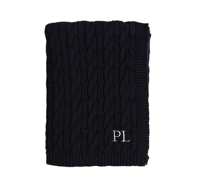 Paloma Cable Knit 130x170cm Throw Rug Black