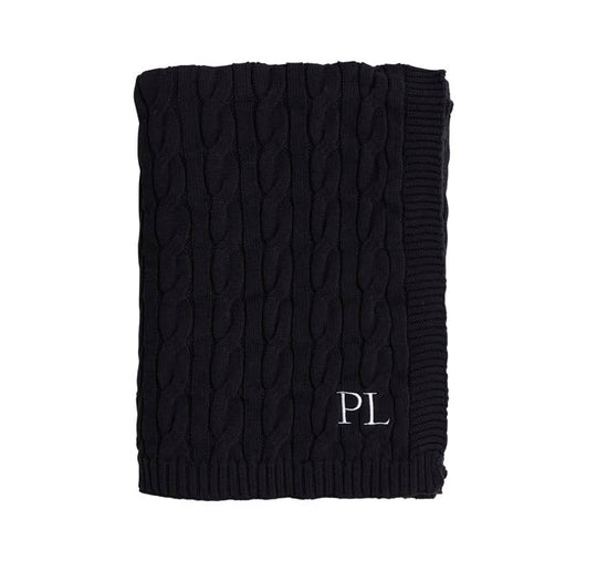 Paloma Cable Knit 130x170cm Throw Rug Black