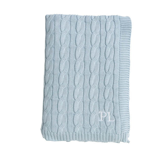 Paloma Cable Knit 130x170cm Throw Rug Sky Blue