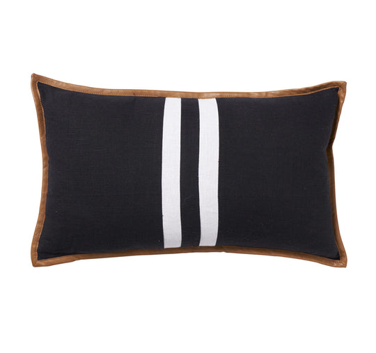 Portofino Stripe 30x50cm Filled Cushion Black