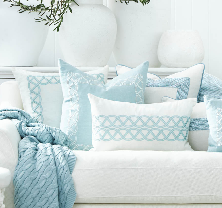 Jacquard Luxe 30x50cm Filled Cushion Blue
