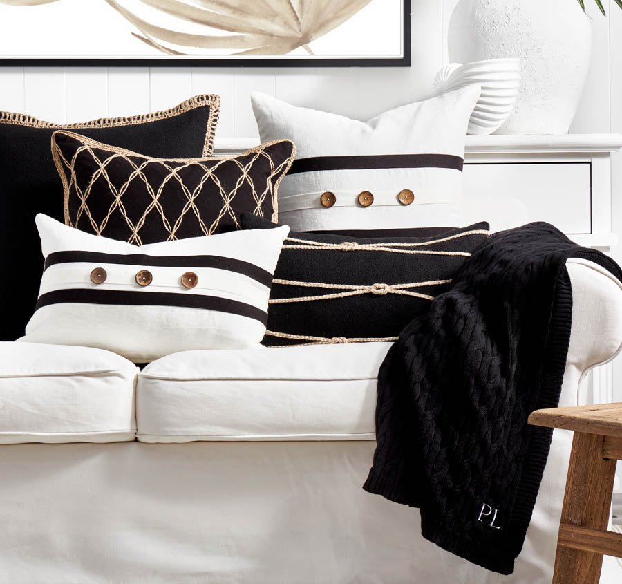 Paloma Cable Knit 130x170cm Throw Rug Black