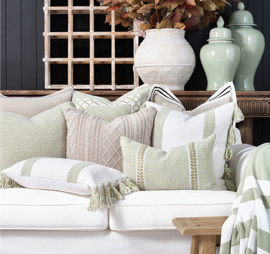 Jacquard Stripe 30x50cm Filled Cushion Sage