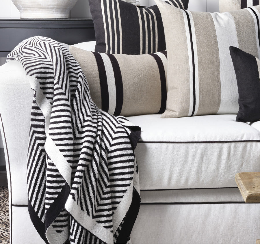 Classic Heringbone 130x170cm Throw Black