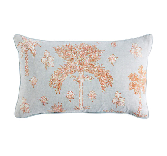 St Lucia Palm 30x50cm Filled Cushion Sky Blue