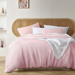 Stonewashed French Linen Quilt Cover Set Range Blush