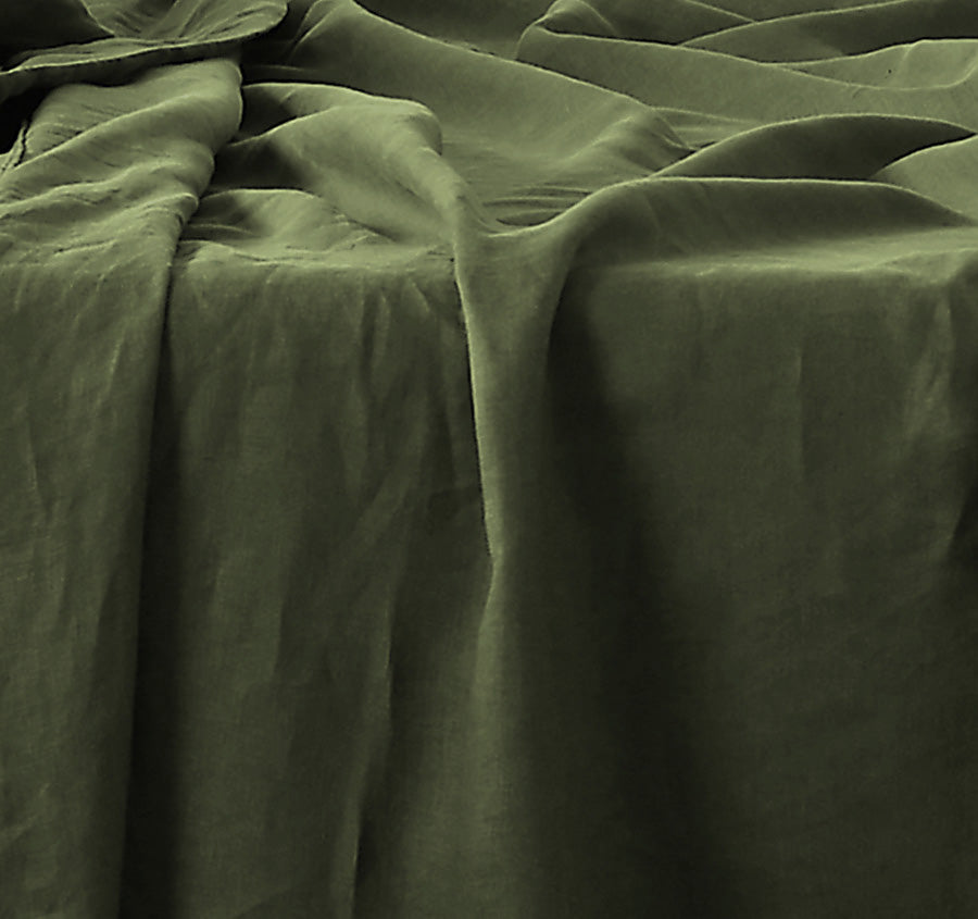 Stonewashed French Linen Mega Sheet Set Range Olive