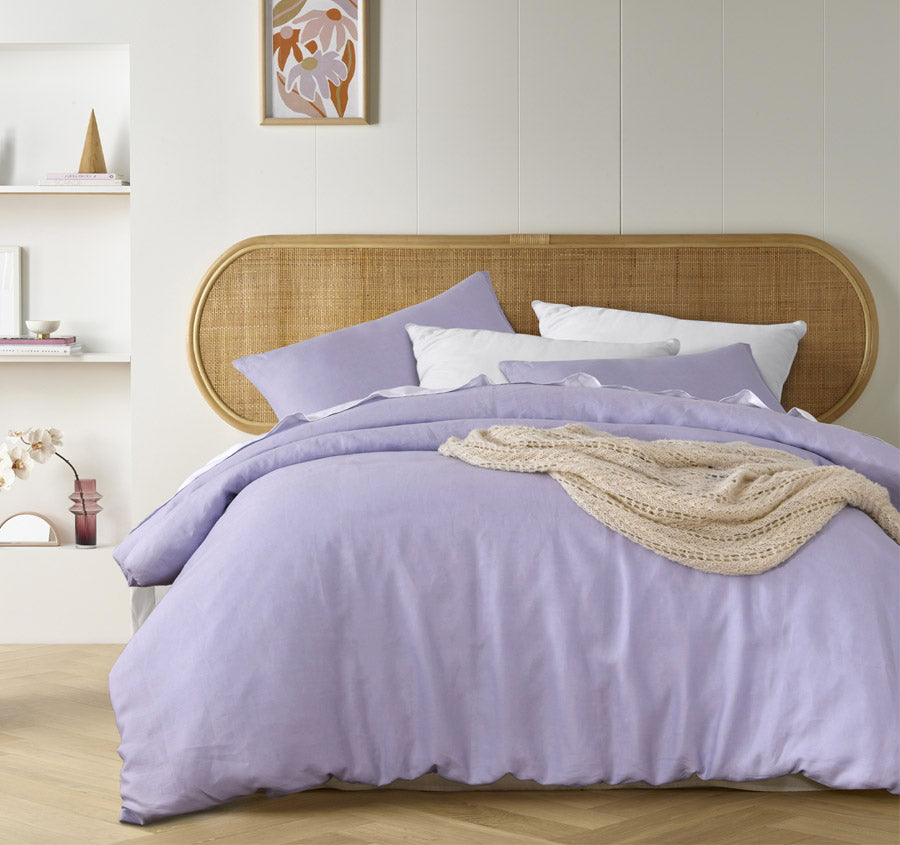 Stonewashed French Linen Quilt Cover Set Range Lilac