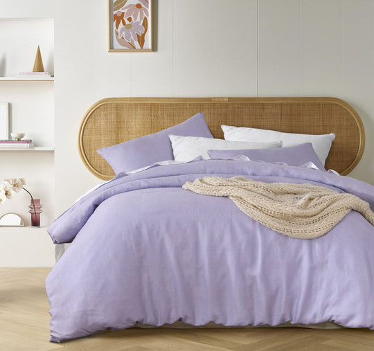 Stonewashed French Linen Quilt Cover Set Range Lilac