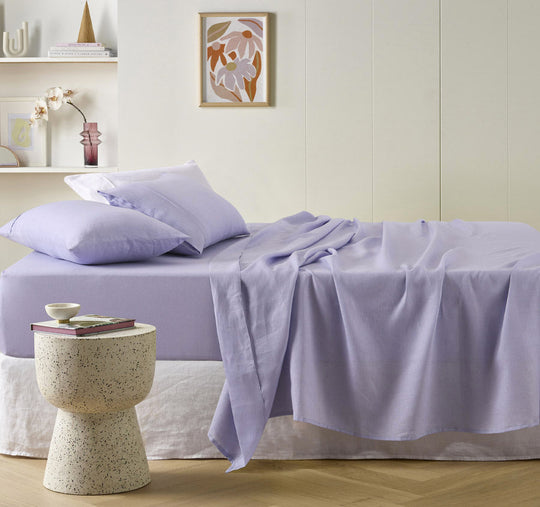 Stonewashed French Linen Mega Sheet Set Range Lilac